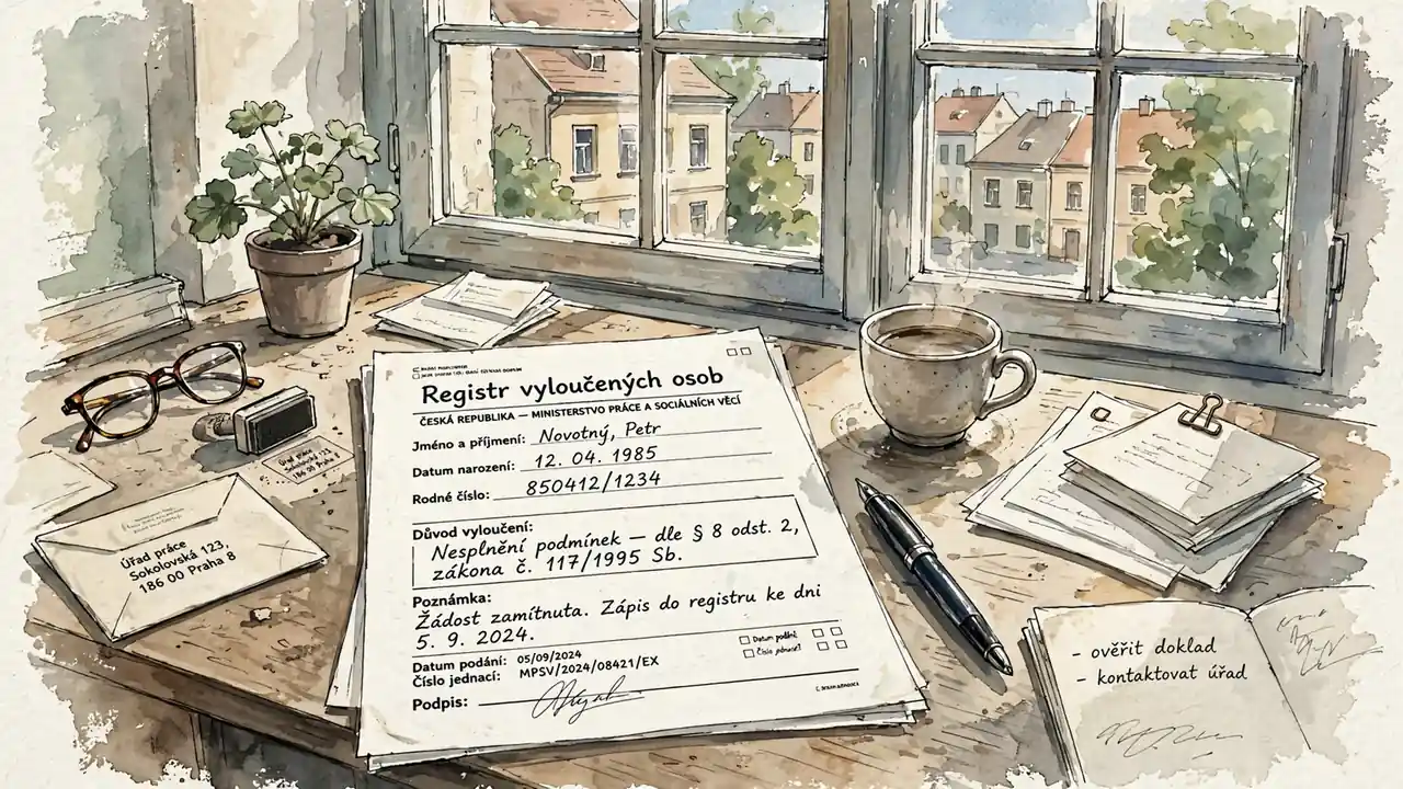 Papírový formulář registru vyloučených osob